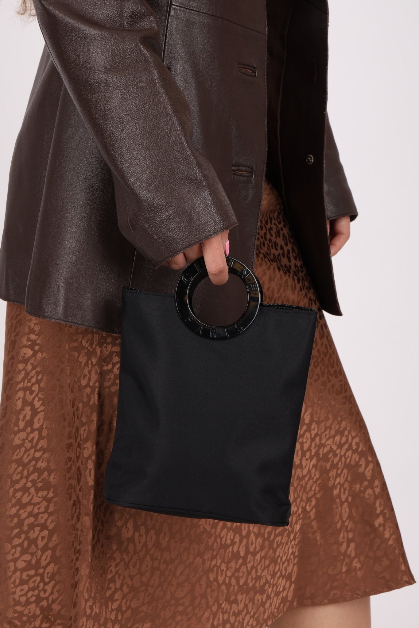 Celine Acetate Logo Circle Nylon Tote - FashioNica