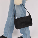 Celine Black Leather Macadam Pochette - FashioNica