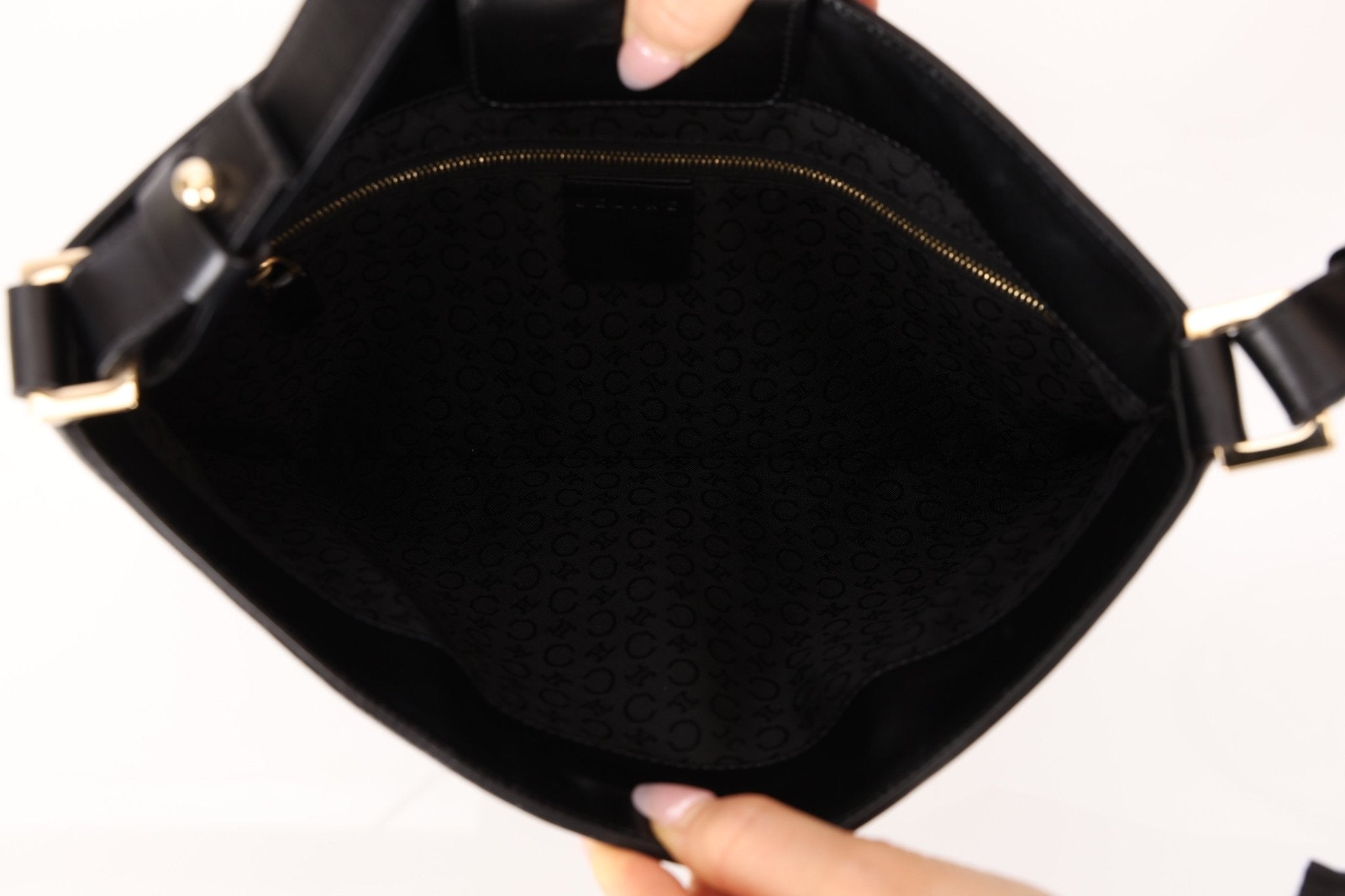 Celine Black Leather Macadam Pochette - FashioNica