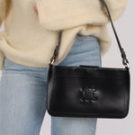 Celine Black Leather Macadam Pochette - FashioNica
