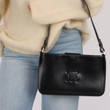 Celine Black Leather Macadam Pochette - FashioNica
