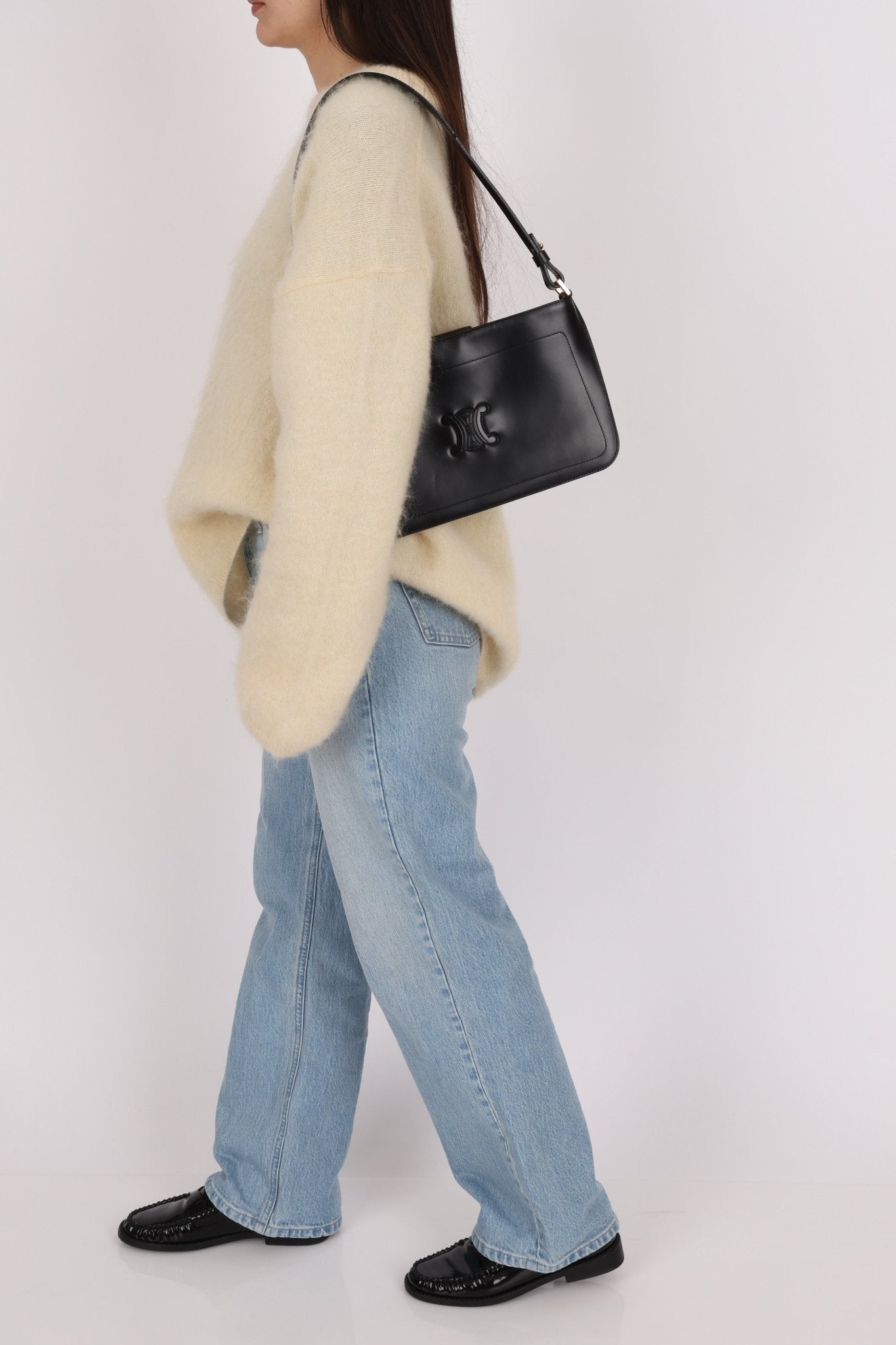 Celine Black Leather Macadam Pochette - FashioNica