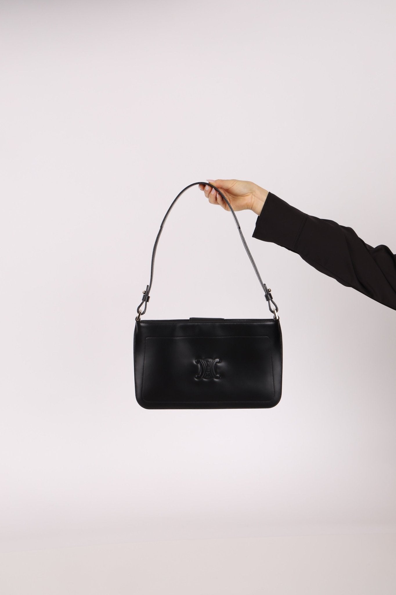 Celine Black Leather Macadam Pochette - FashioNica