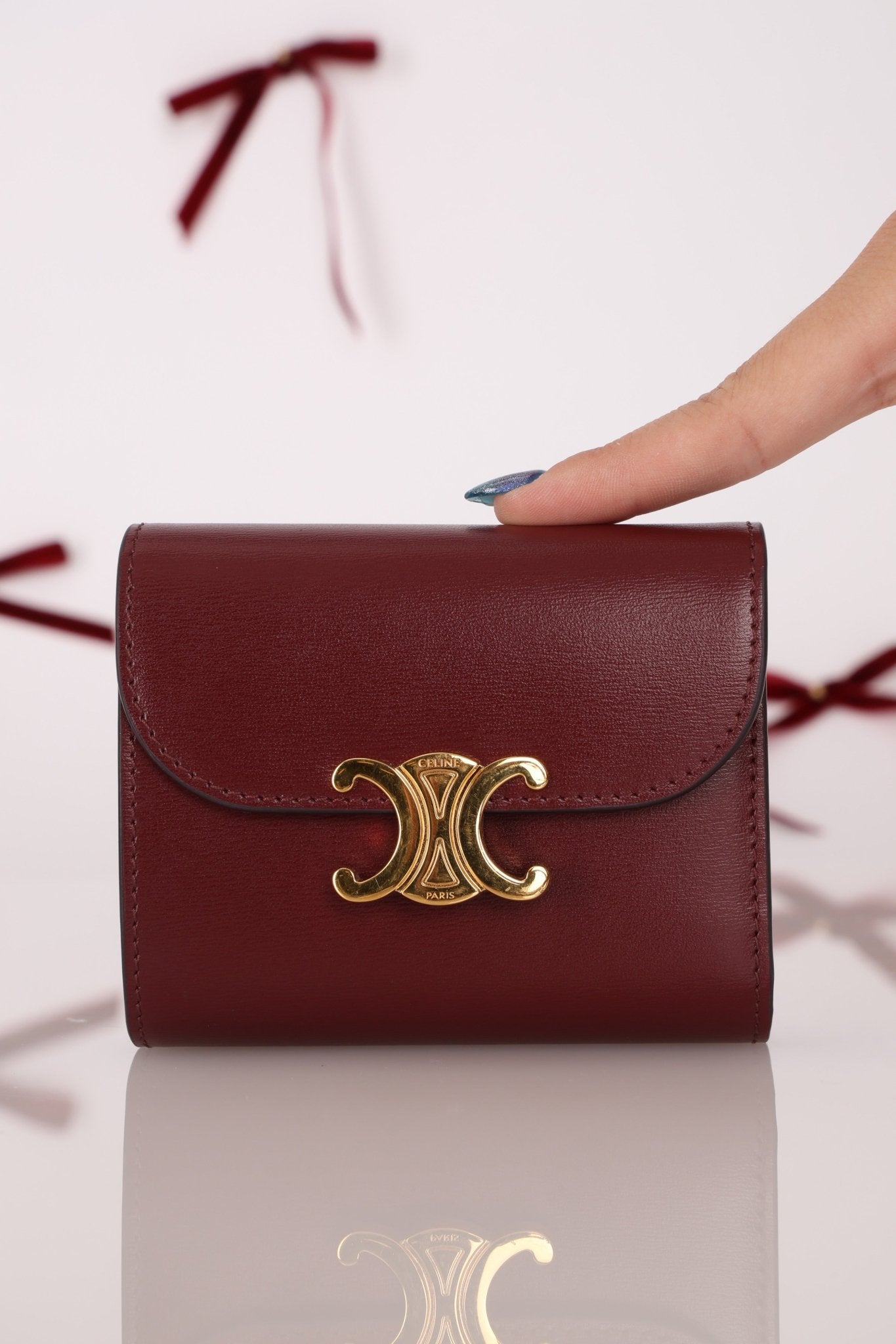 Celine Brown Triomphe Tri - fold Wallet - FashioNica