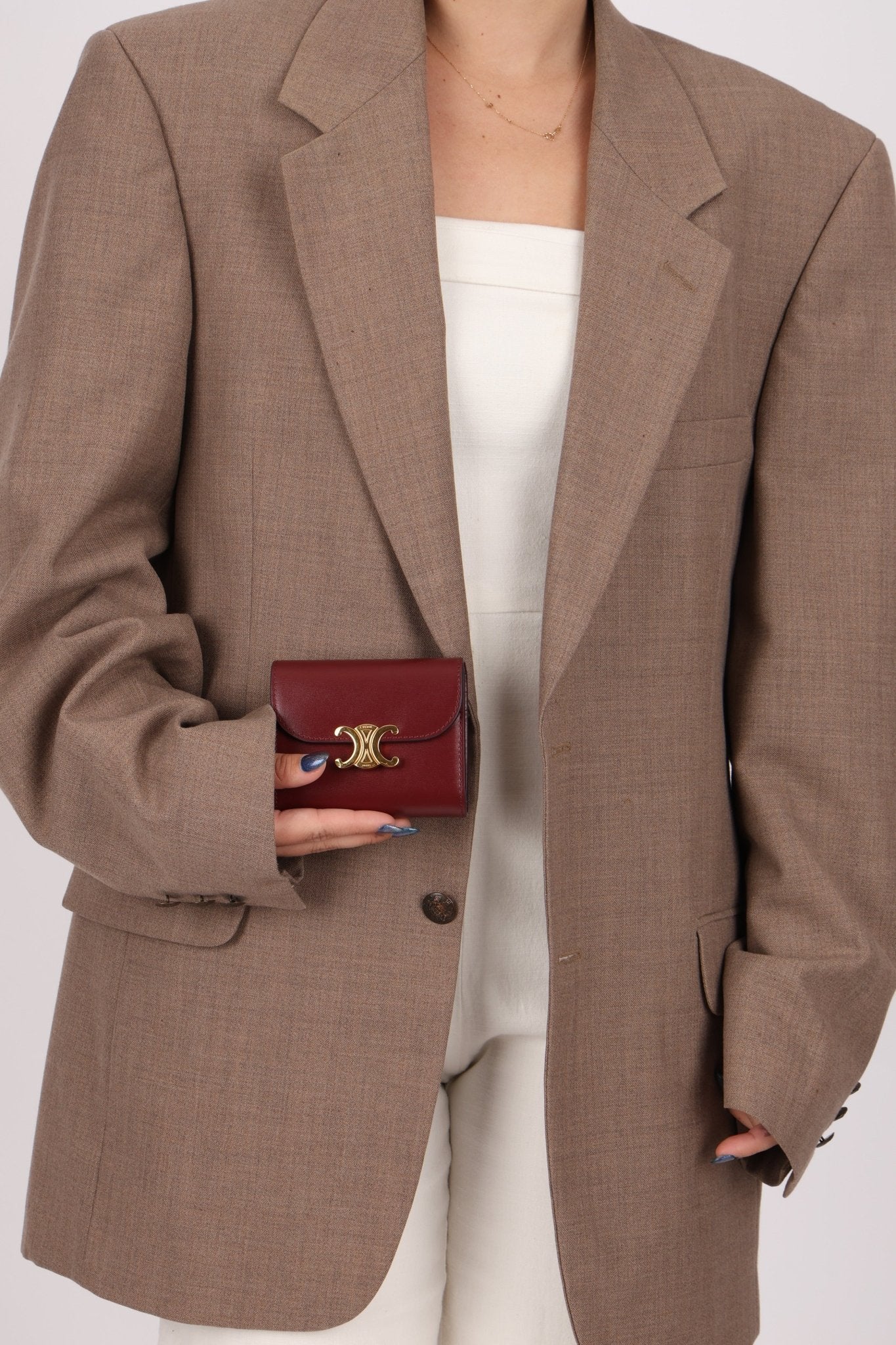 Celine Brown Triomphe Tri - fold Wallet - FashioNica