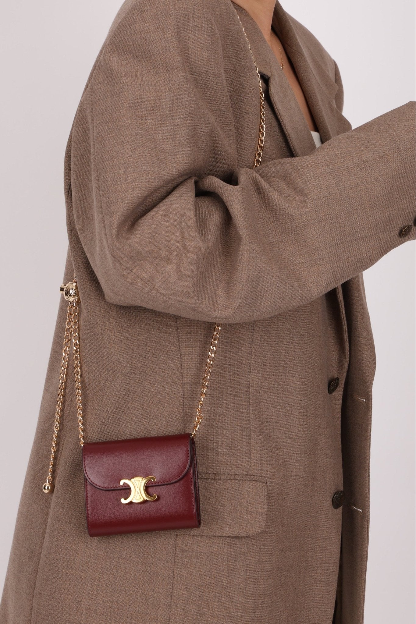 Celine Brown Triomphe Tri - fold Wallet - FashioNica