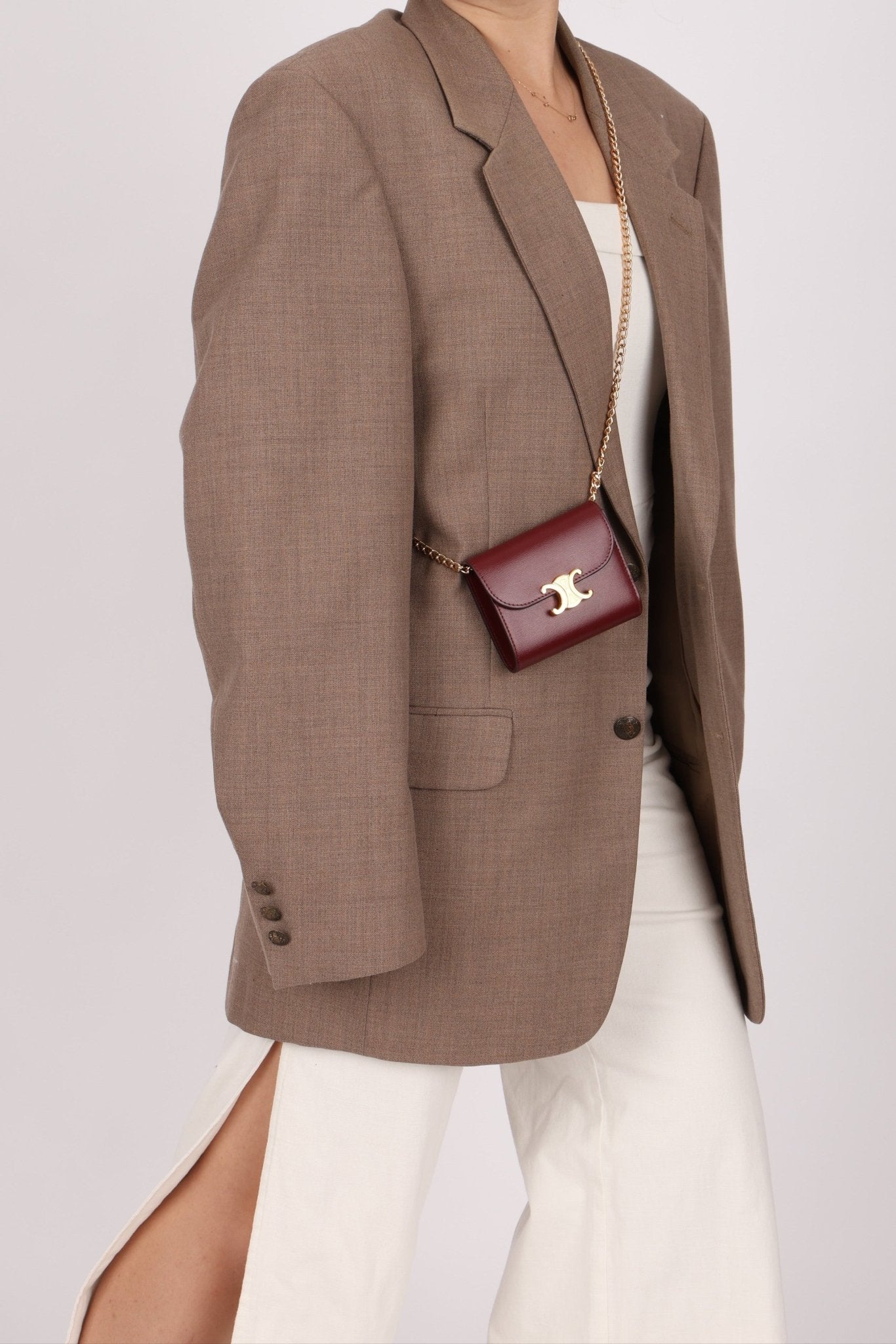 Celine Brown Triomphe Tri - fold Wallet - FashioNica