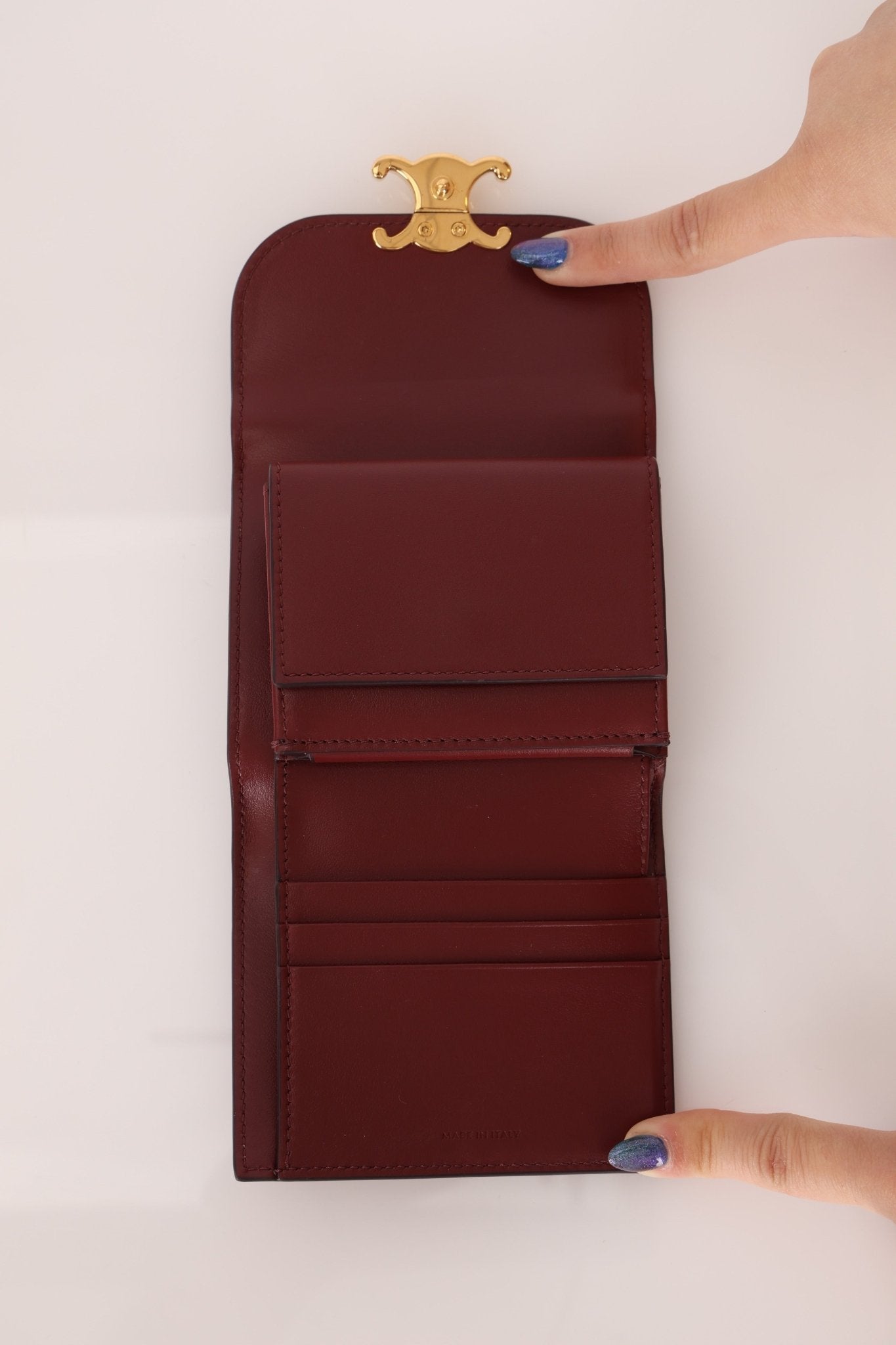 Celine Brown Triomphe Tri - fold Wallet - FashioNica