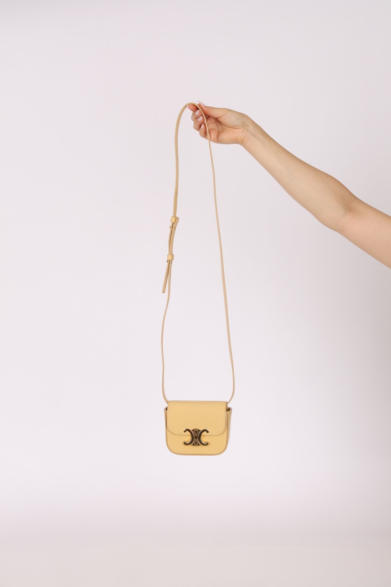 Celine Butter Yellow Triomphe Box Mini Claude - FashioNica