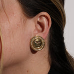 Celine Button Logo Round Clip - On Earrings - FashioNica