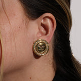 Celine Button Logo Round Clip - On Earrings - FashioNica