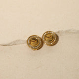 Celine Button Logo Round Clip - On Earrings - FashioNica