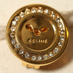 Celine Button Logo Round Clip - On Earrings - FashioNica