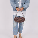 Celine Chocolate Denim Triomphe Ava Shoulder Bag - FashioNica