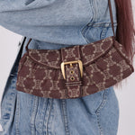 Celine Chocolate Denim Triomphe Ava Shoulder Bag - FashioNica