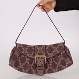 Celine Chocolate Denim Triomphe Ava Shoulder Bag - FashioNica
