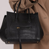 Celine Croc Embossed Medium Phantom Luggage - FashioNica