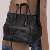 Celine Croc Embossed Medium Phantom Luggage - FashioNica