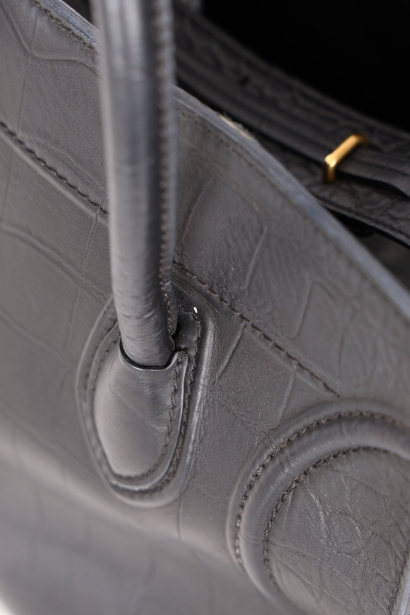 Celine Croc Embossed Medium Phantom Luggage - FashioNica