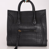 Celine Croc Embossed Medium Phantom Luggage - FashioNica