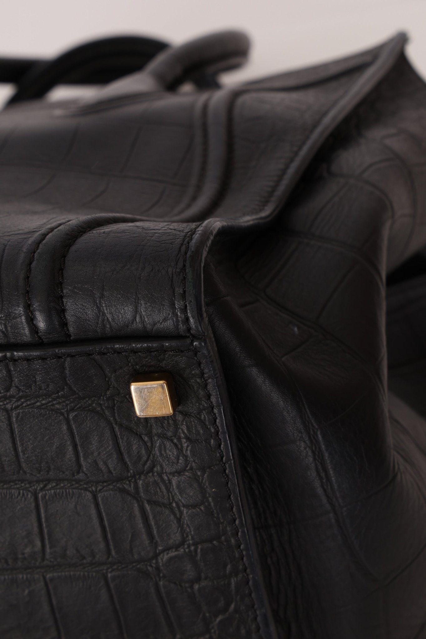 Celine Croc Embossed Medium Phantom Luggage - FashioNica