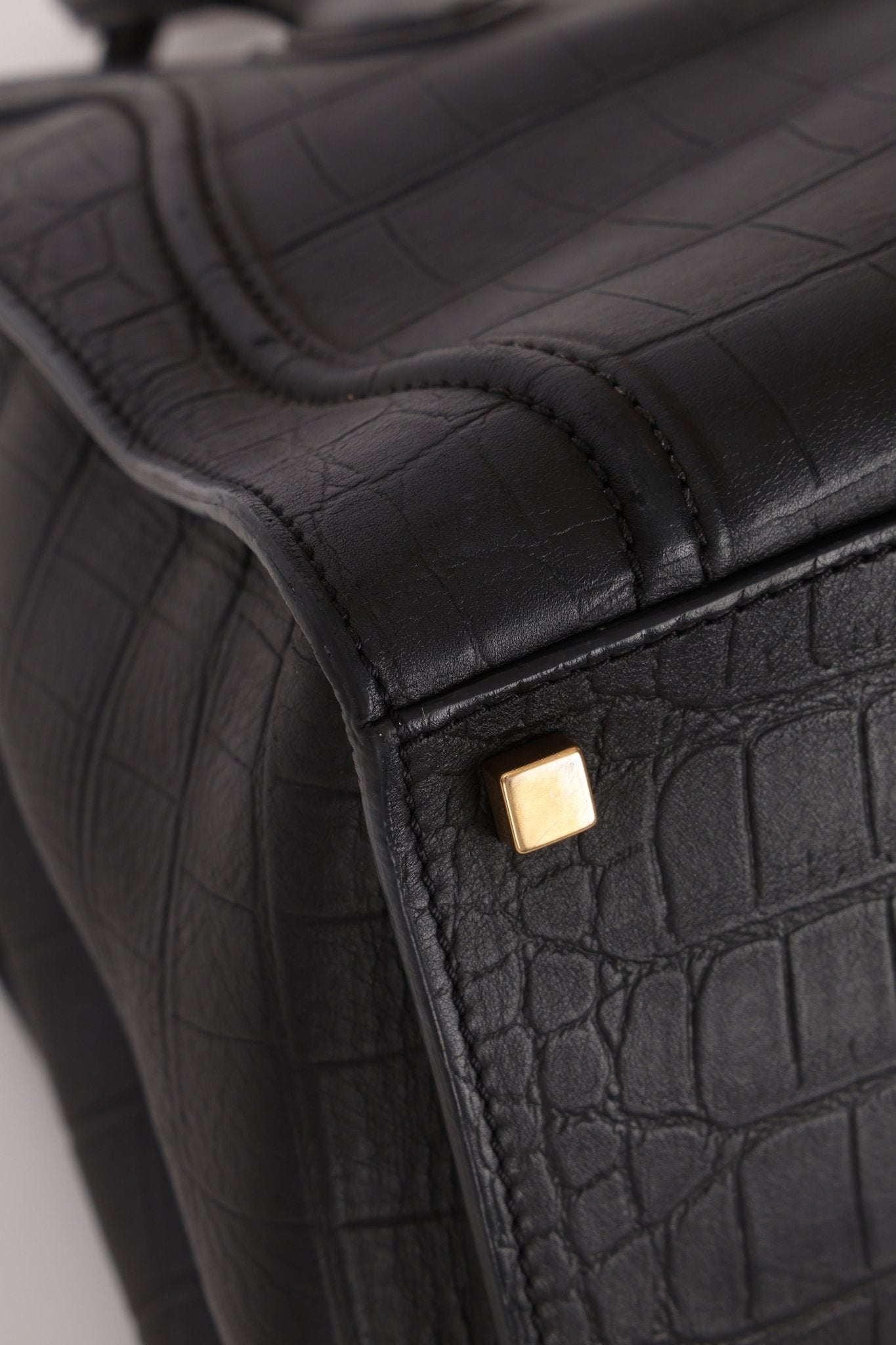 Celine Croc Embossed Medium Phantom Luggage - FashioNica