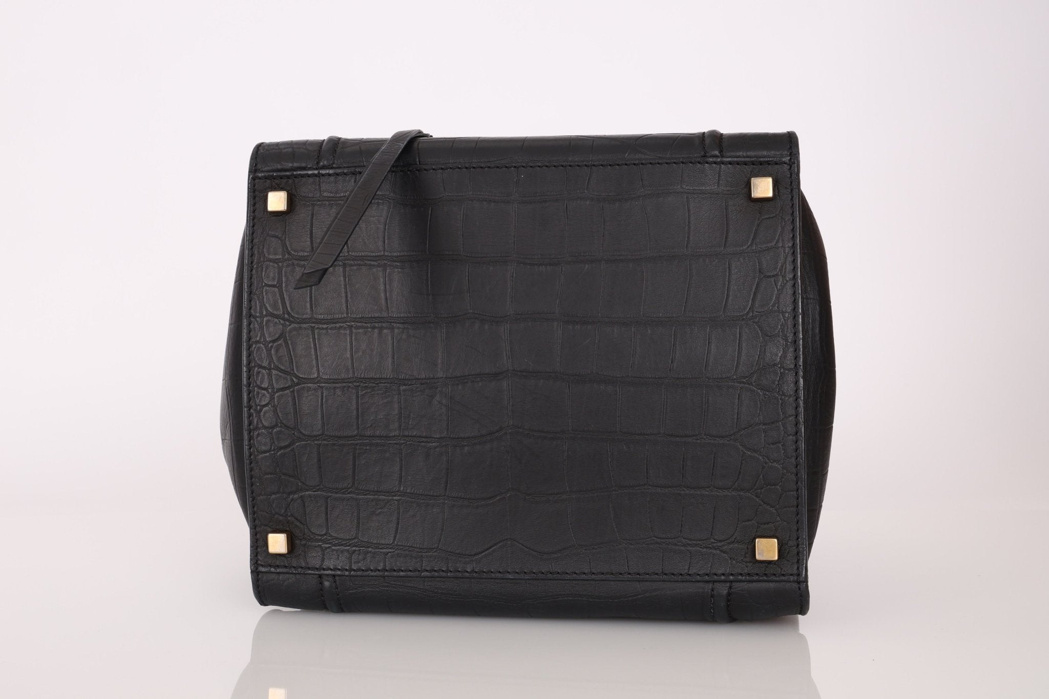 Celine Croc Embossed Medium Phantom Luggage - FashioNica