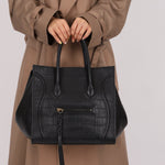 Celine Croc Embossed Medium Phantom Luggage - FashioNica