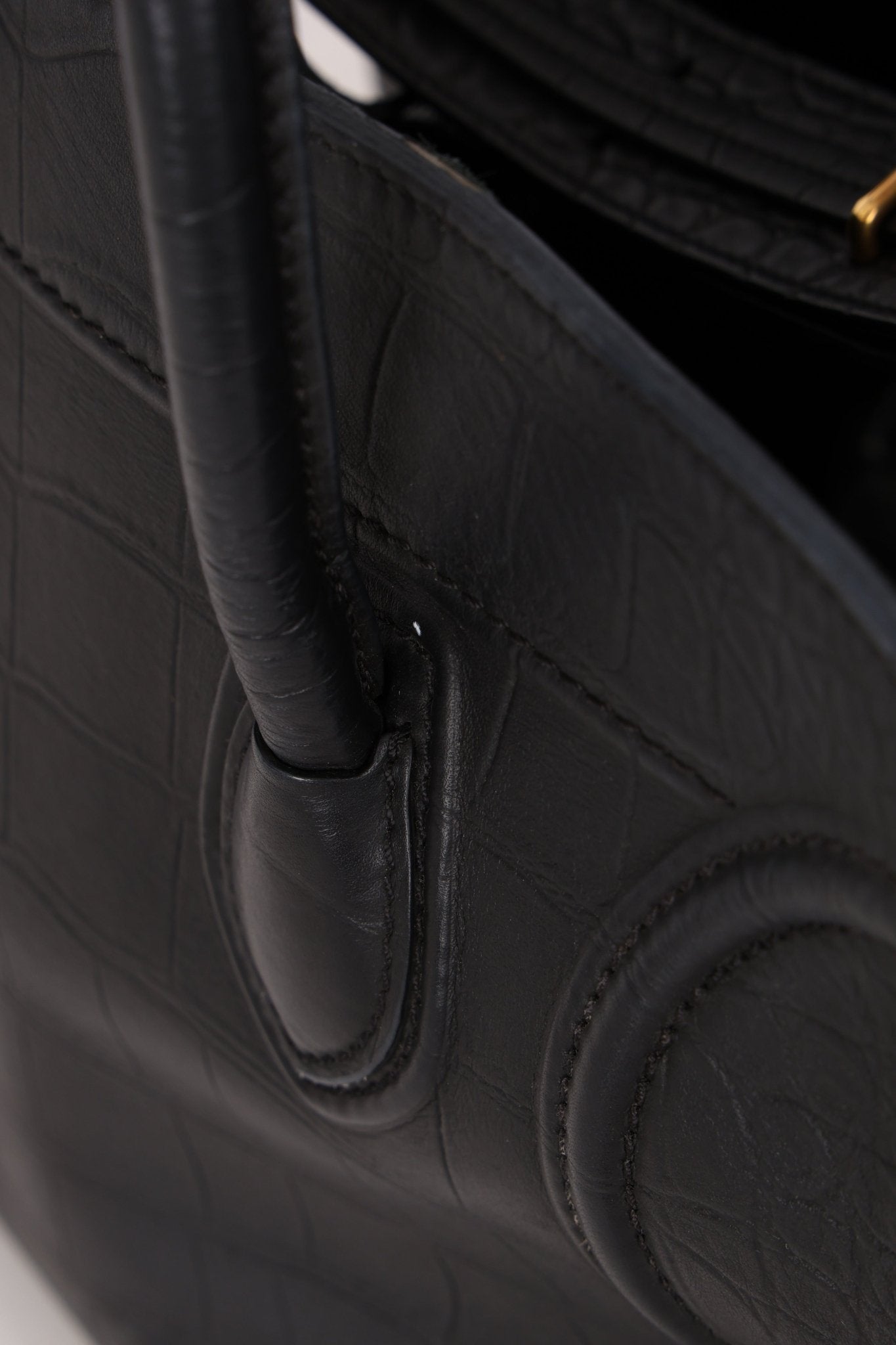 Celine Croc Embossed Medium Phantom Luggage - FashioNica