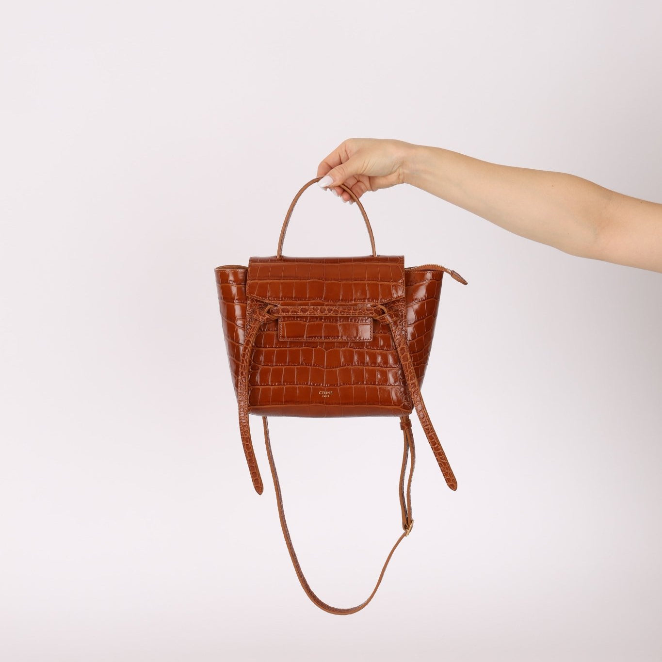 Celine Croc Embossed Nano Belt Bag - FashioNica