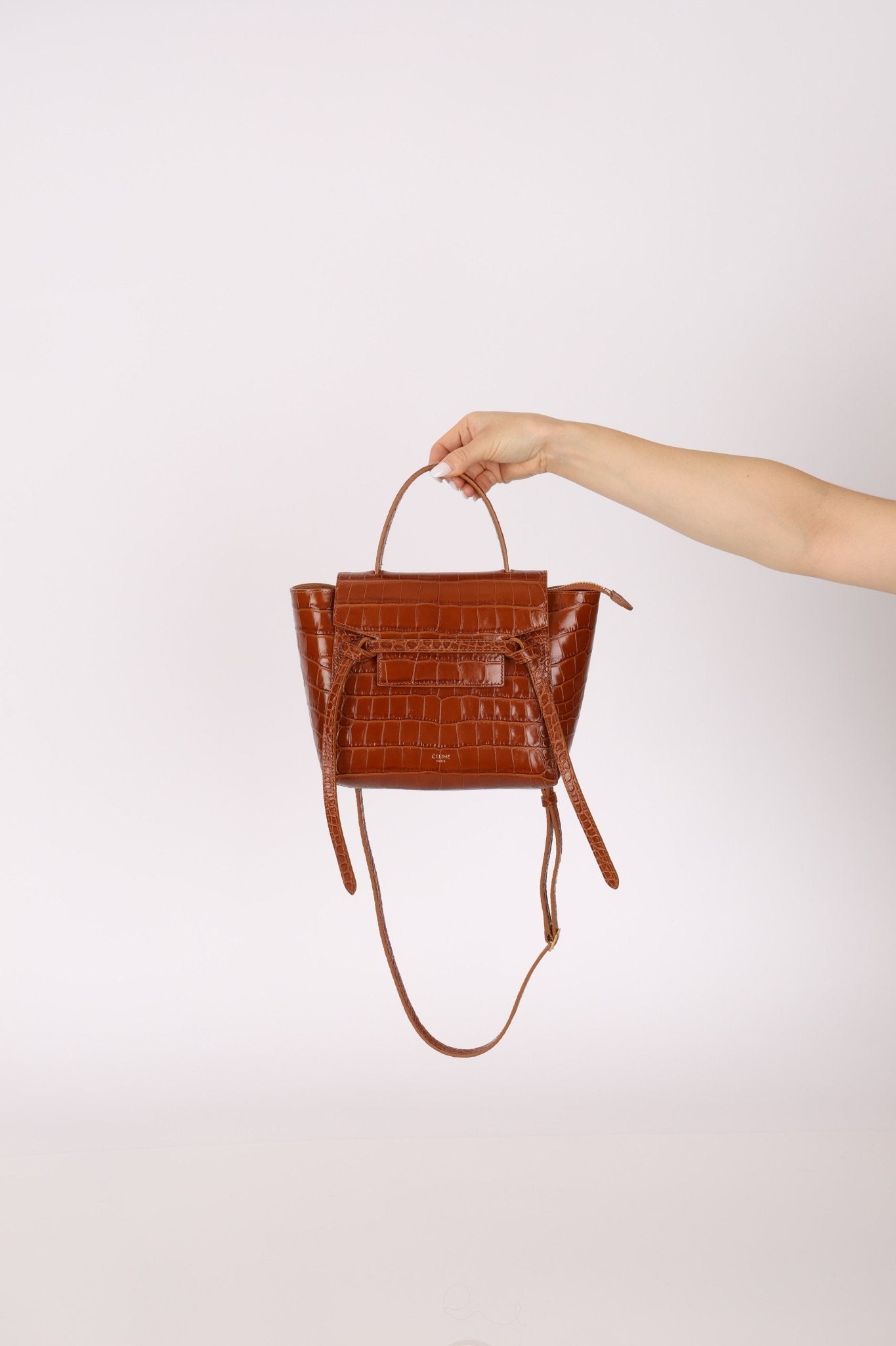 Celine Croc Embossed Nano Belt Bag - FashioNica