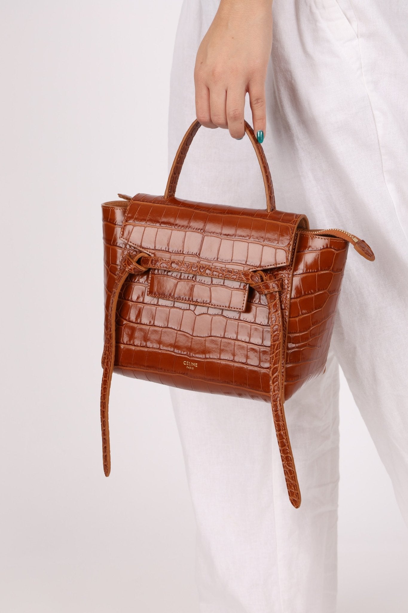 Celine Croc Embossed Nano Belt Bag - FashioNica