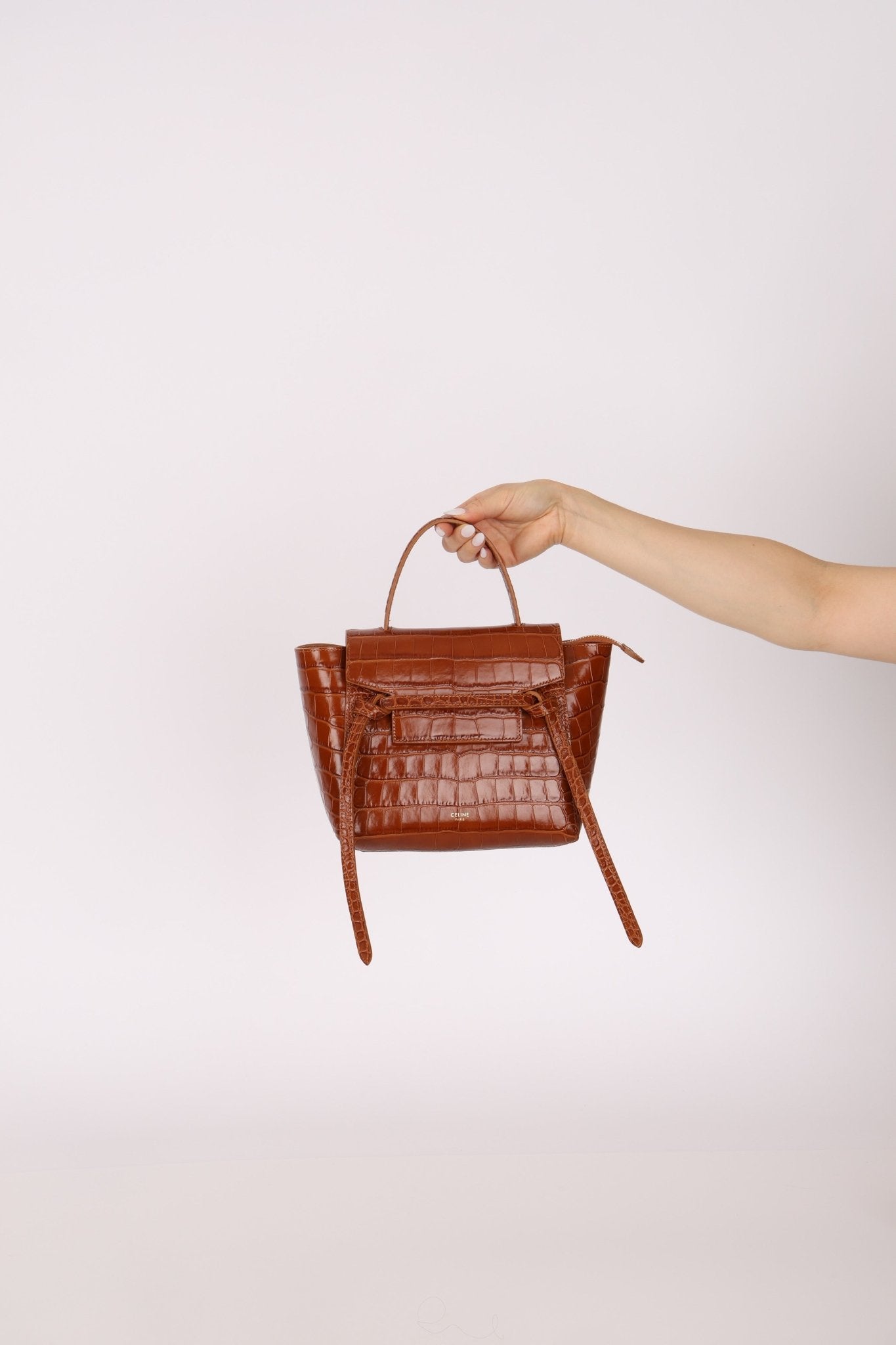 Celine Croc Embossed Nano Belt Bag - FashioNica