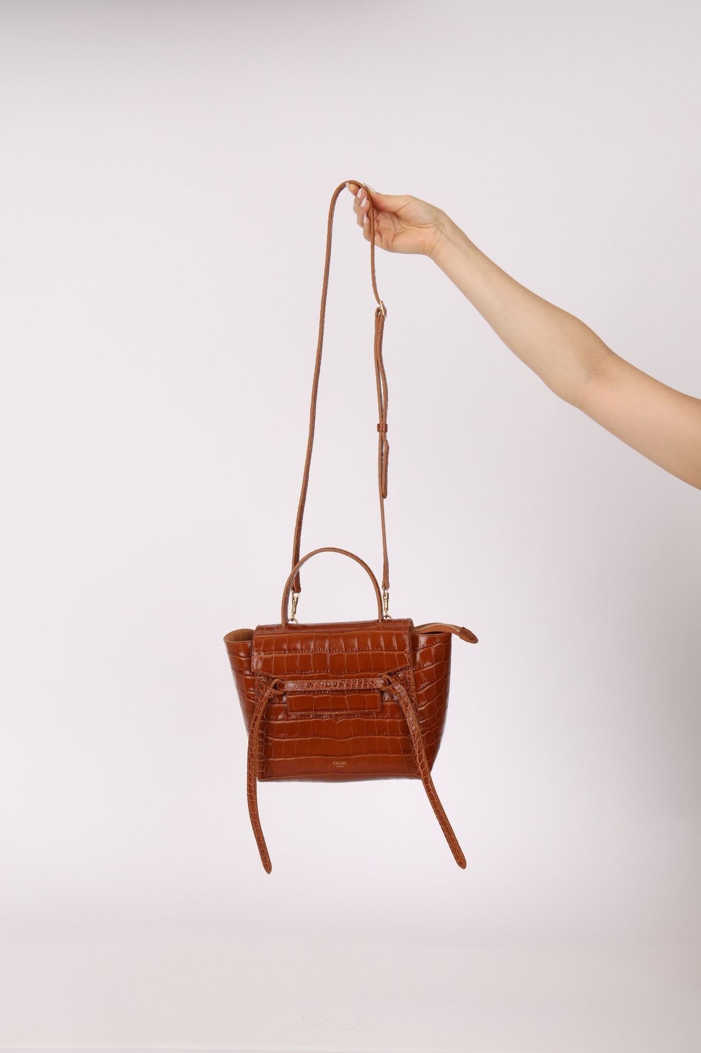 Celine Croc Embossed Nano Belt Bag - FashioNica