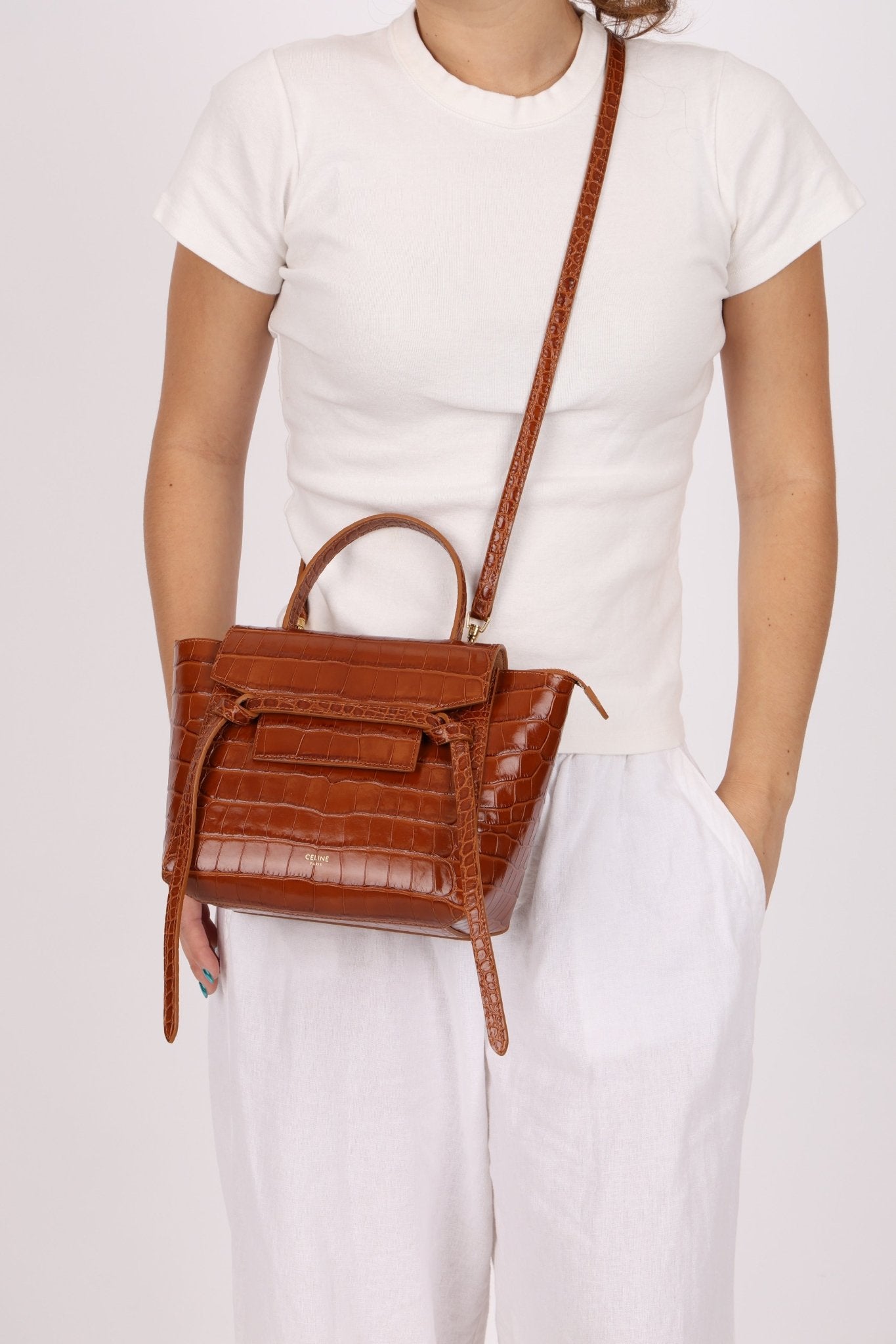 Celine Croc Embossed Nano Belt Bag - FashioNica