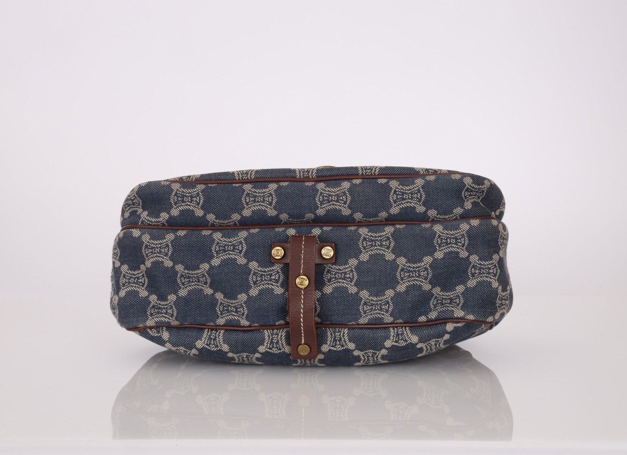 Celine Denim Triomphe Front Pocket Shoulder Bag - FashioNica