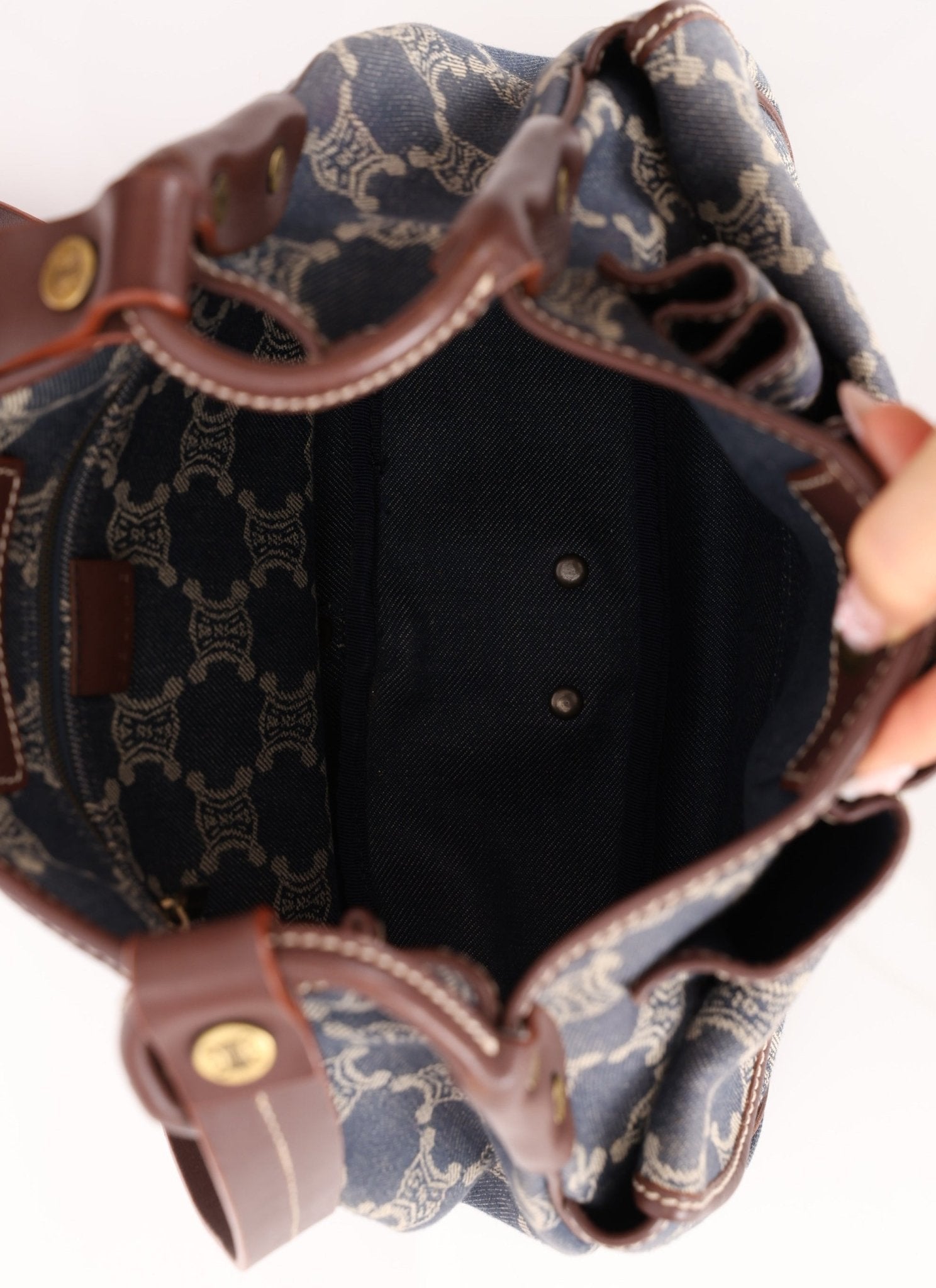 Celine Denim Triomphe Front Pocket Shoulder Bag - FashioNica