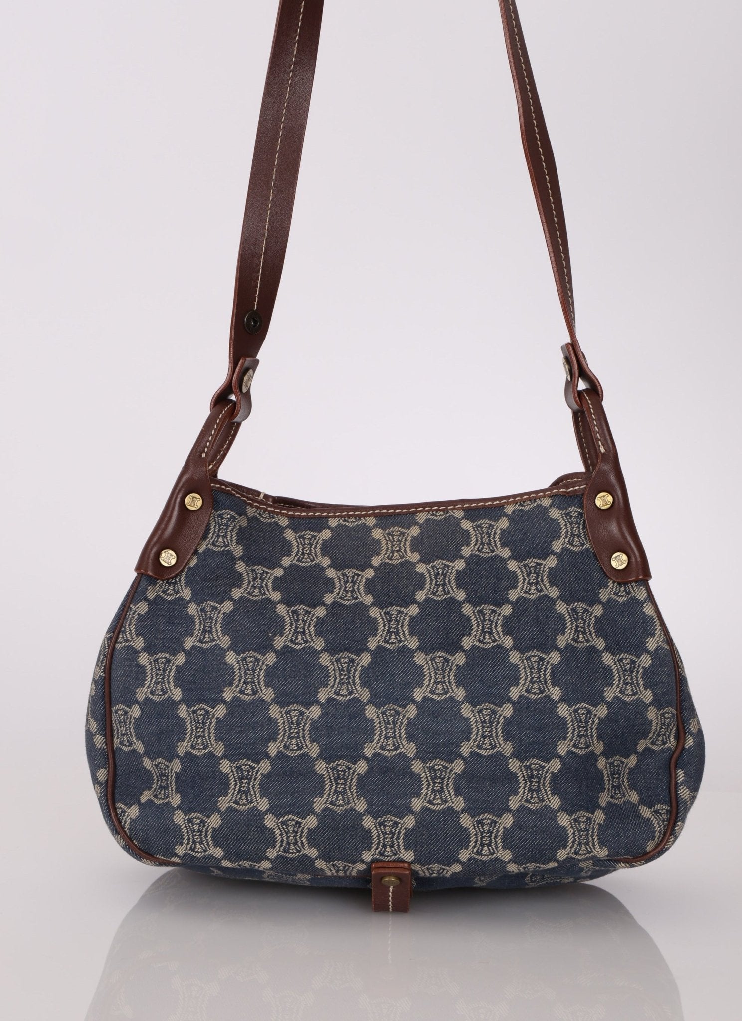 Celine Denim Triomphe Front Pocket Shoulder Bag - FashioNica