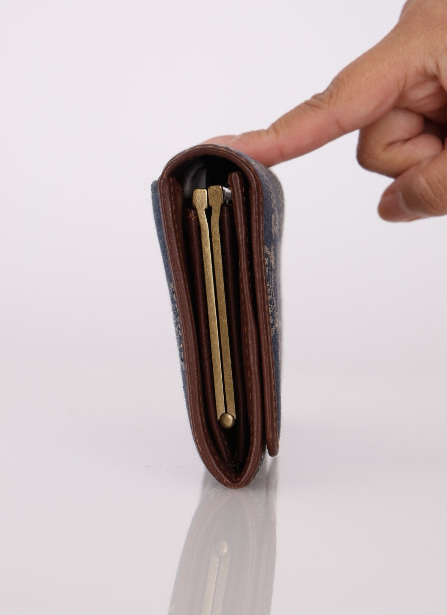 Celine Denim Triomphe Kisslock Wallet - FashioNica