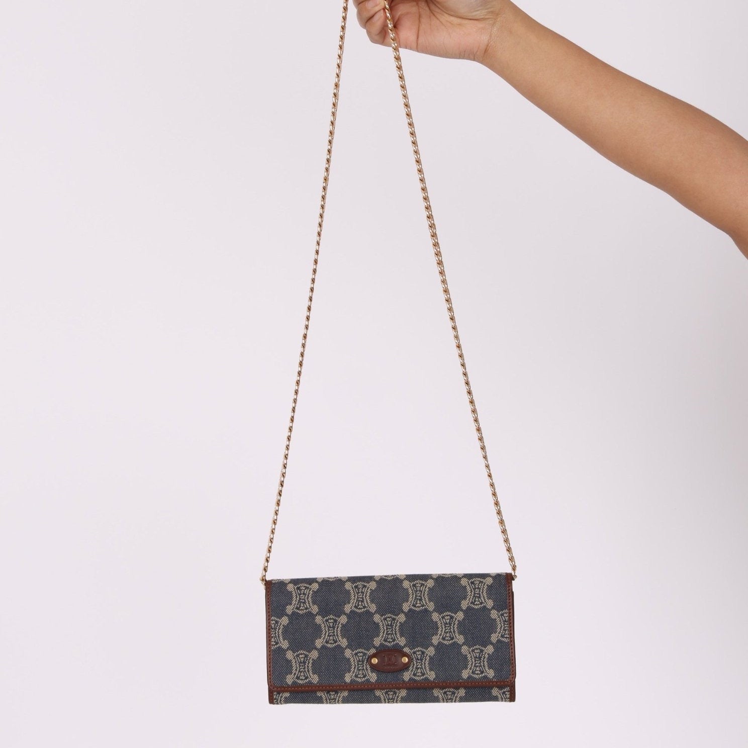 Celine Denim Triomphe Kisslock Wallet - FashioNica