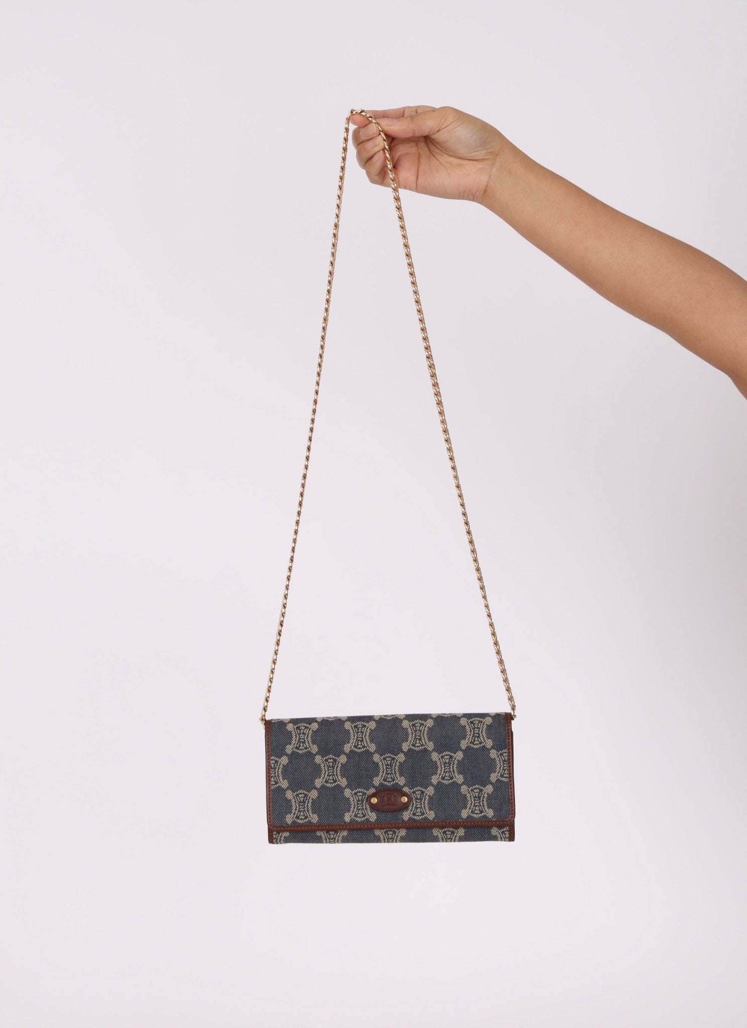 Celine Denim Triomphe Kisslock Wallet - FashioNica