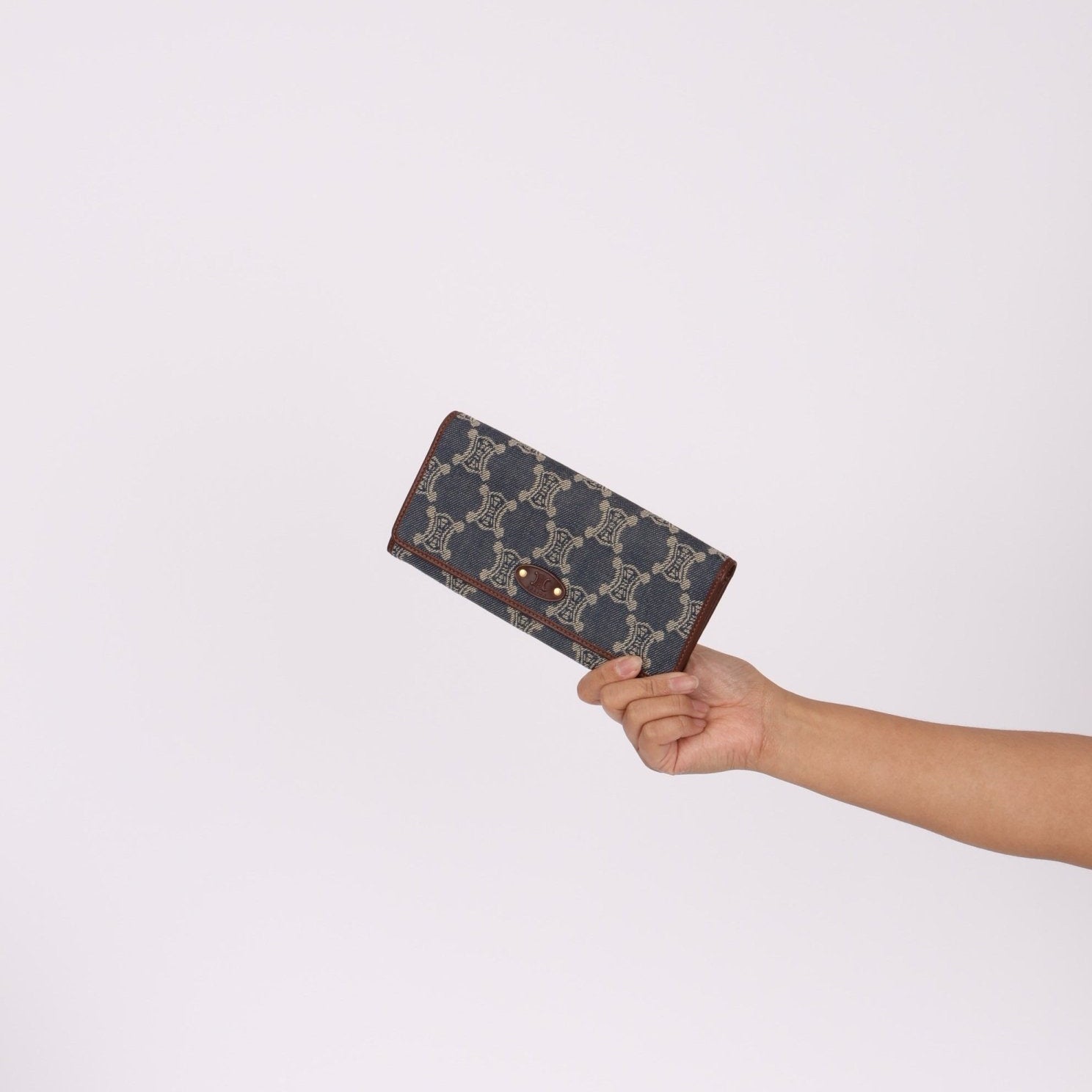 Celine Denim Triomphe Kisslock Wallet - FashioNica