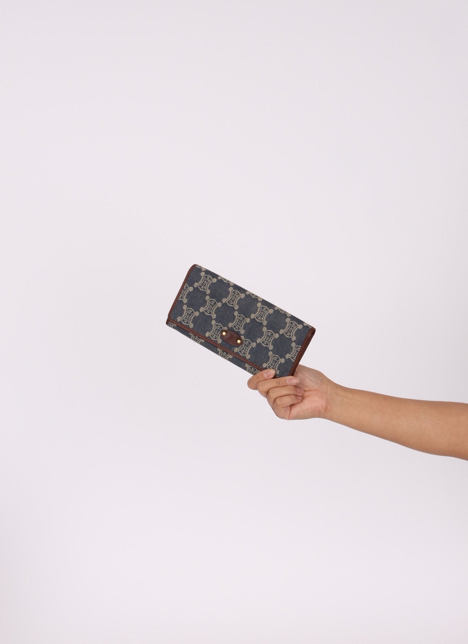 Celine Denim Triomphe Kisslock Wallet - FashioNica