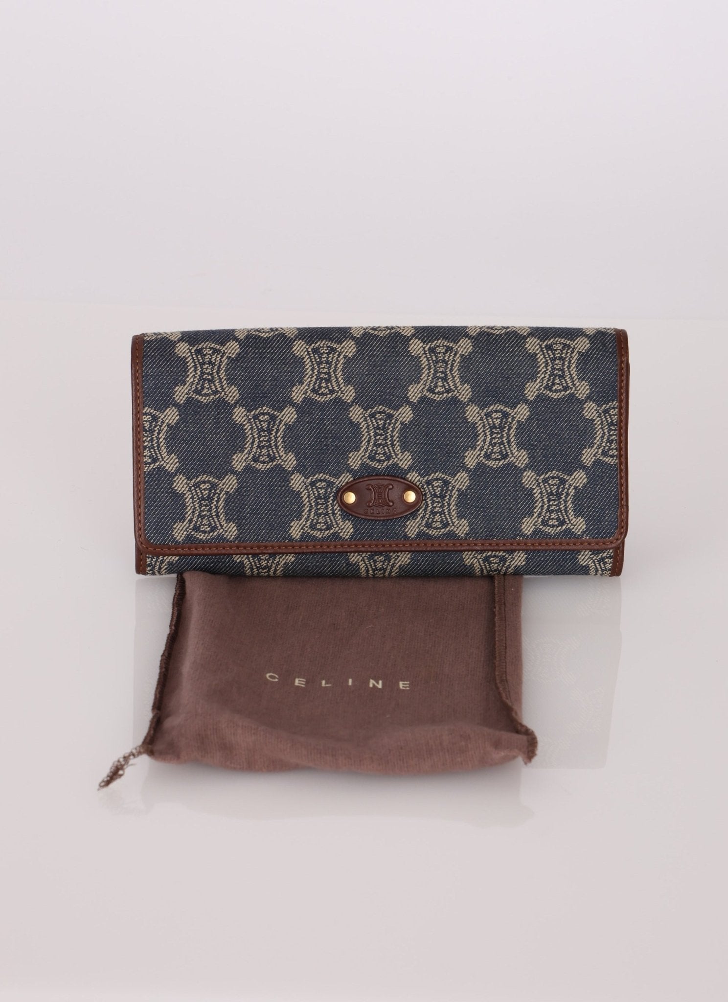 Celine Denim Triomphe Kisslock Wallet - FashioNica