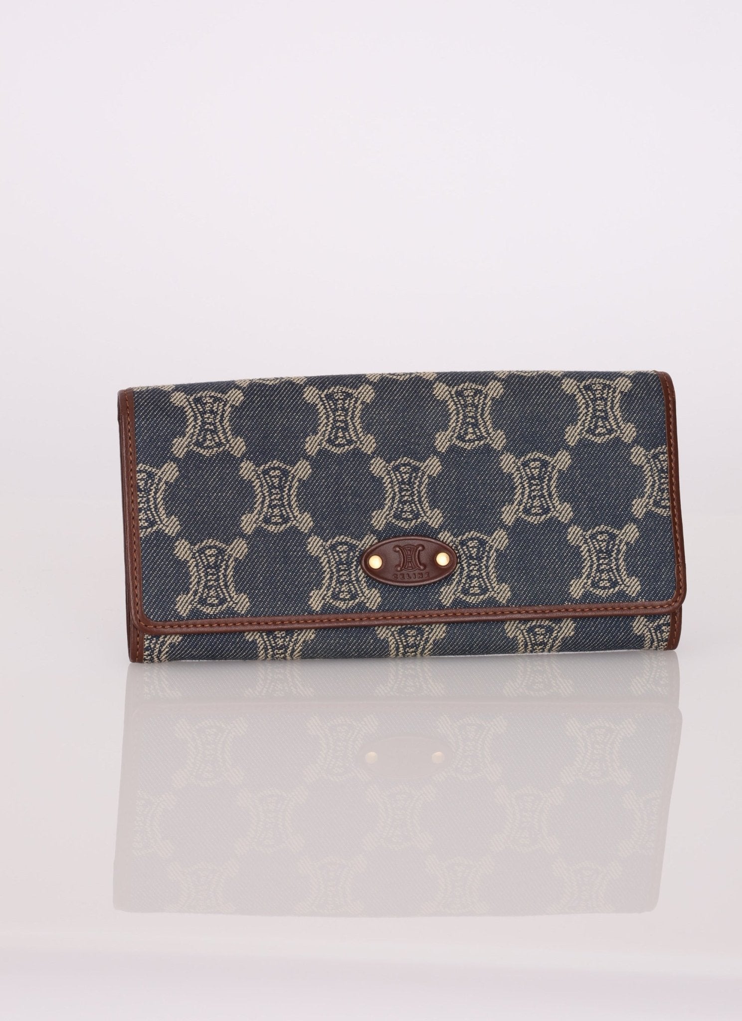 Celine Denim Triomphe Kisslock Wallet - FashioNica