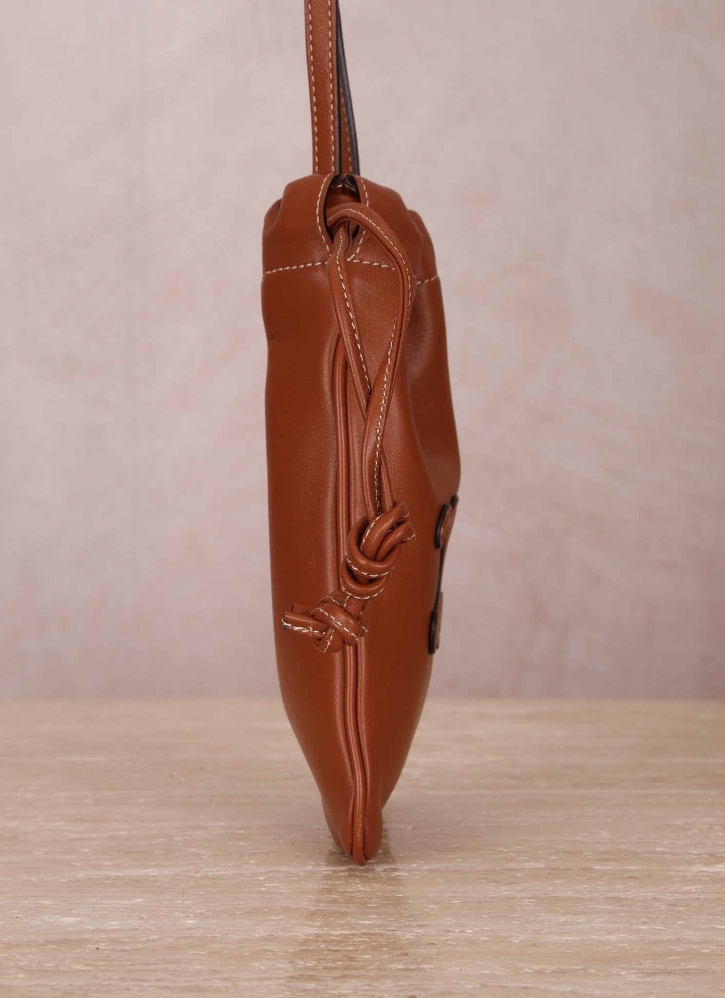 Celine Drawstring Triomphe Leather Pouch Crossbody - FashioNica