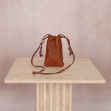 Celine Drawstring Triomphe Leather Pouch Crossbody - FashioNica