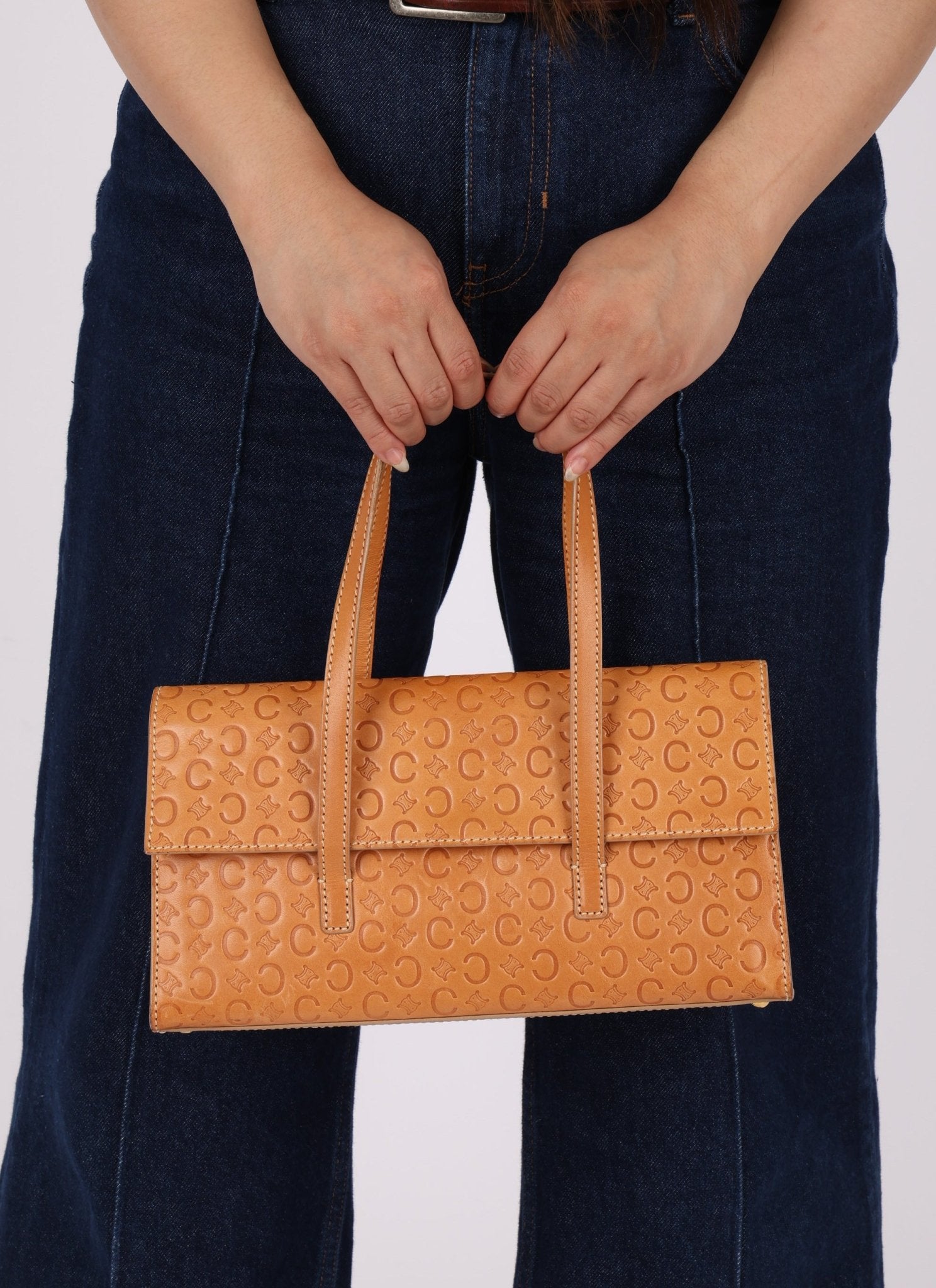 Celine Embossed Triomphe Monogram Shoulder Bag - FashioNica