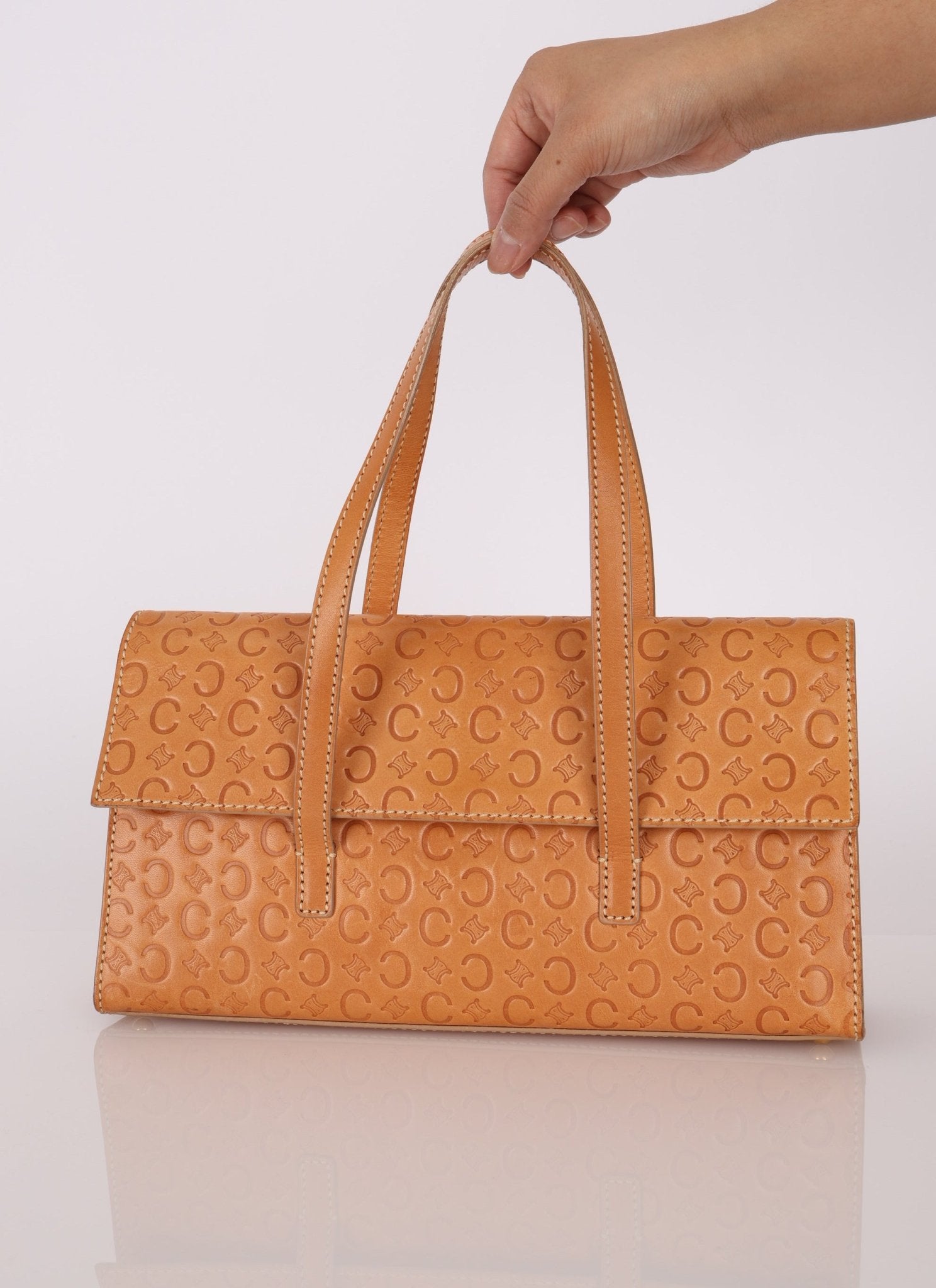 Celine Embossed Triomphe Monogram Shoulder Bag - FashioNica