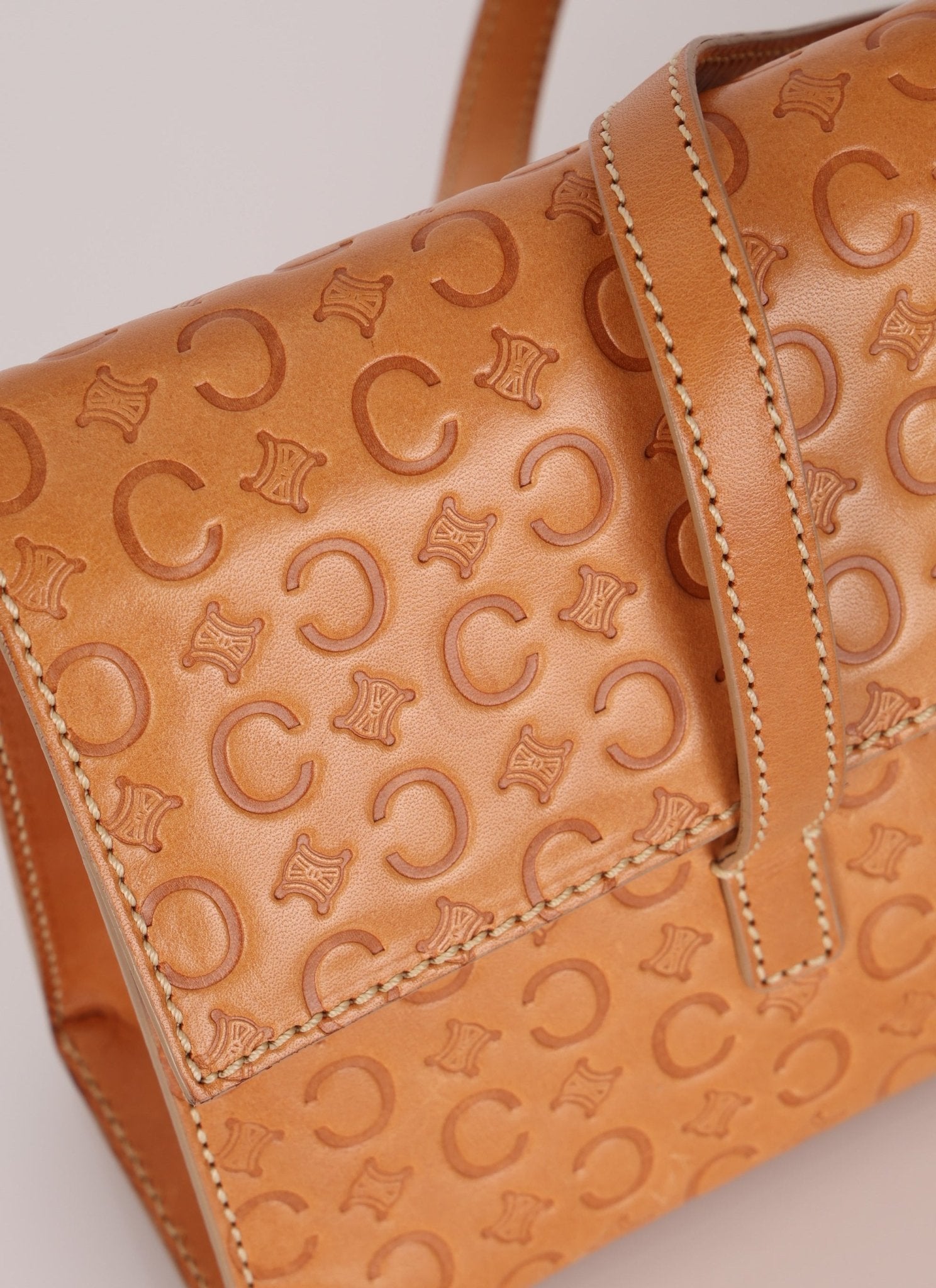 Celine Embossed Triomphe Monogram Shoulder Bag - FashioNica